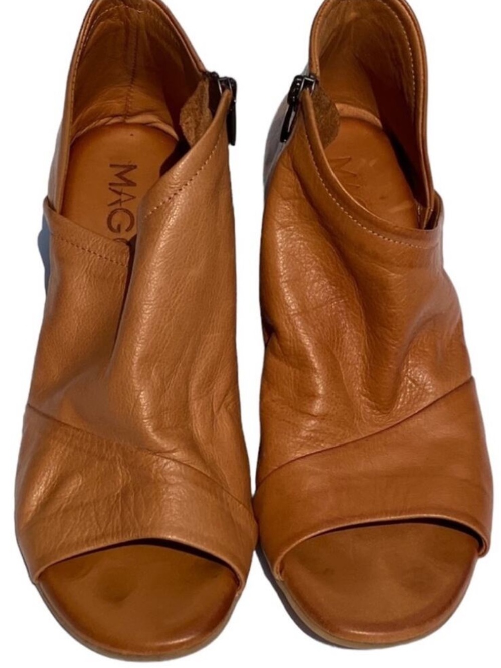 Mago Womens sandals 7.5 leather booties 7 ankle boot Europe Cognac Tan Artisan